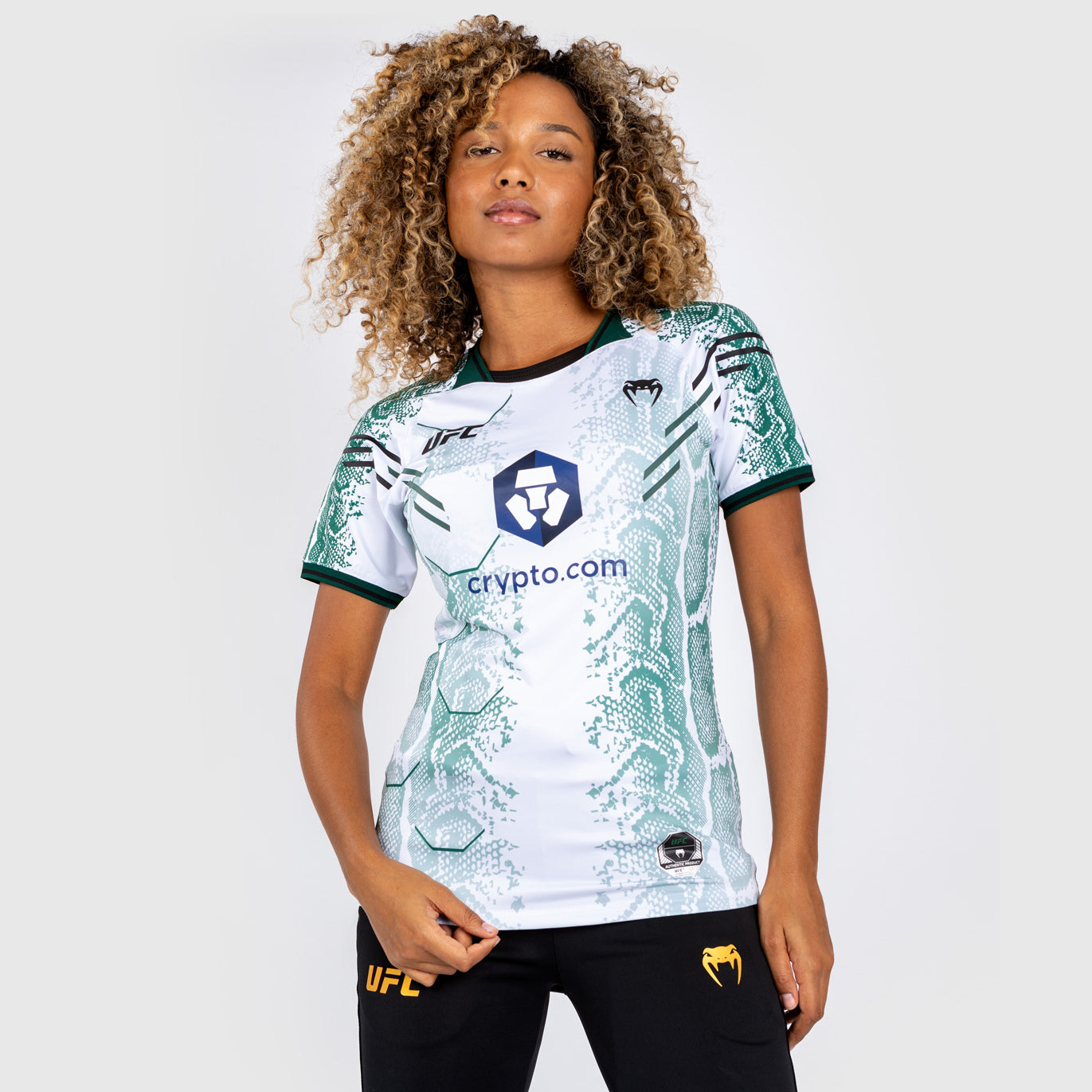 UFC Adrenaline by Venum Personalized Authentic Fight Night Maglia Walkout donna - Emerald Edition - bianco/verde