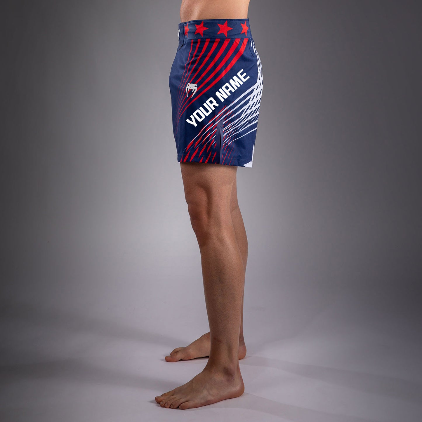 Official UFC Freedom 250 by Venum Personalizzato Authentic Fight Night Pantaloncini da combattimento taglio corto da uomo - Blu