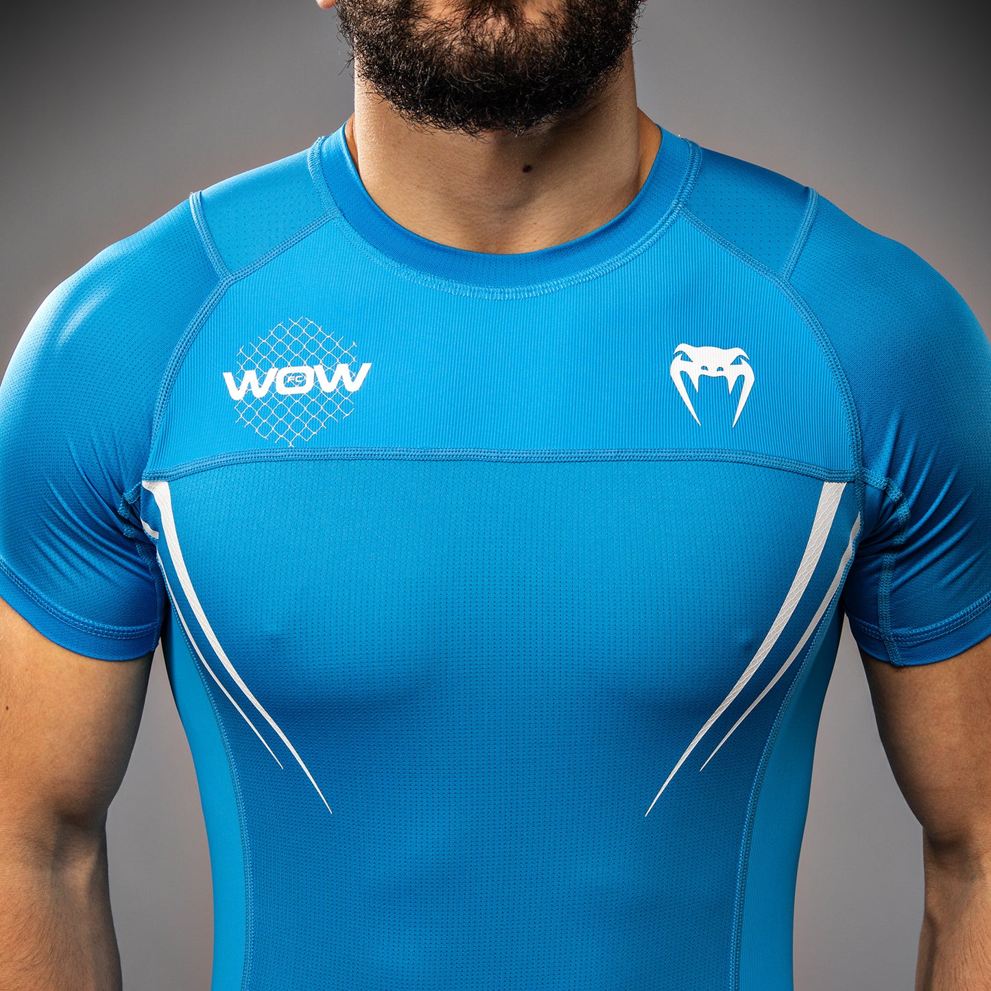 Venum x WOW FC Maglietta a Maniche Corte Rashguard - Blu Pacifico