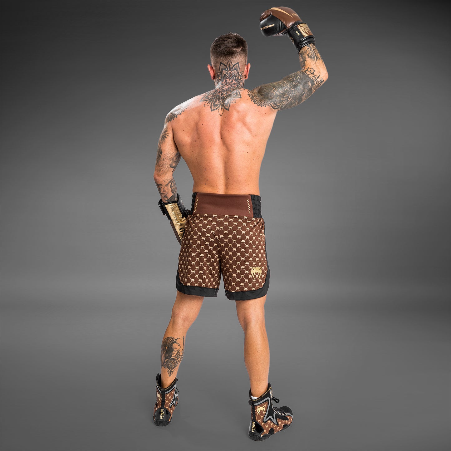 Pantaloncini da boxe Monogram Venum - neri/marroni