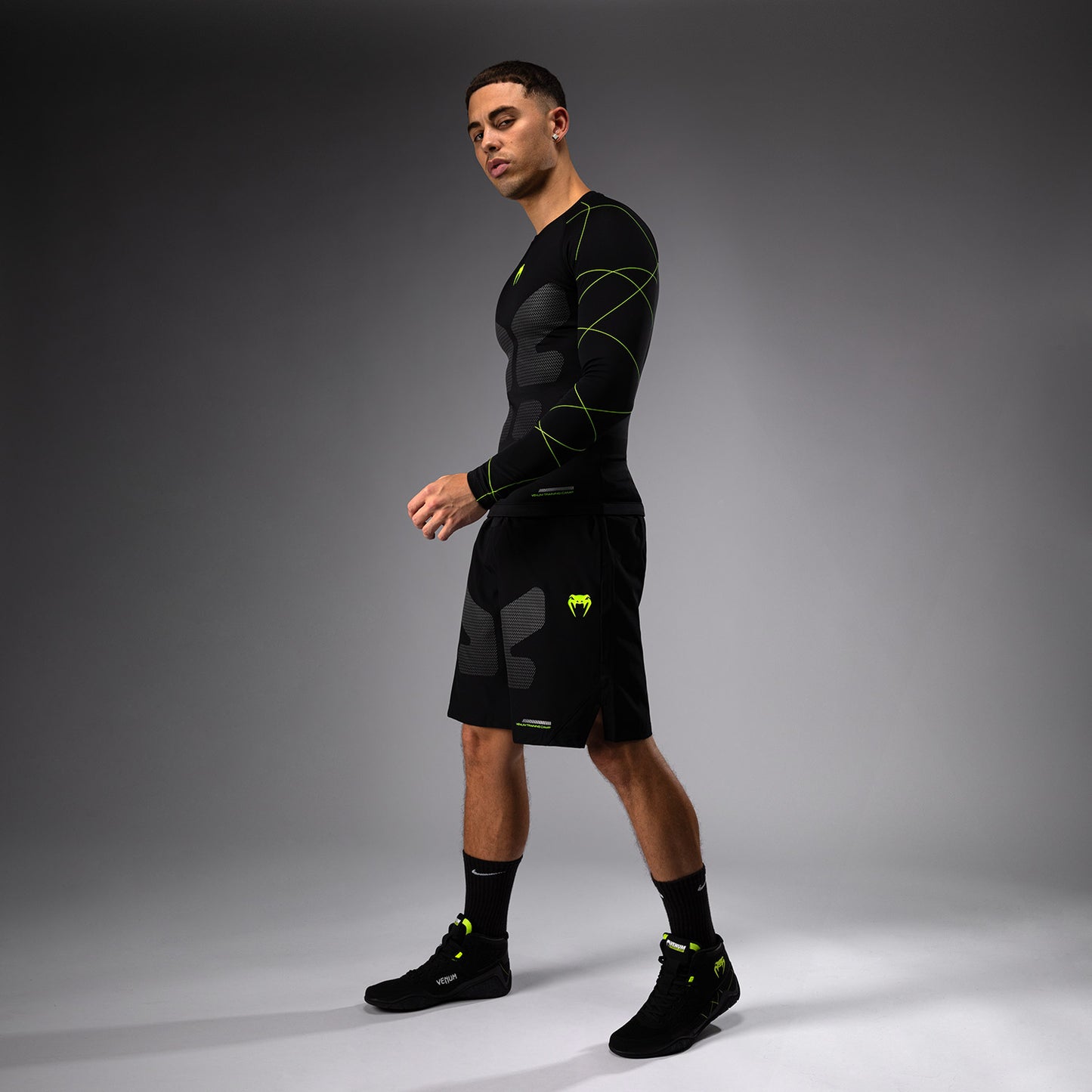 Venum Training Camp 4.0 Rashguard a maniche lunghe - Nero/Verde chiaro