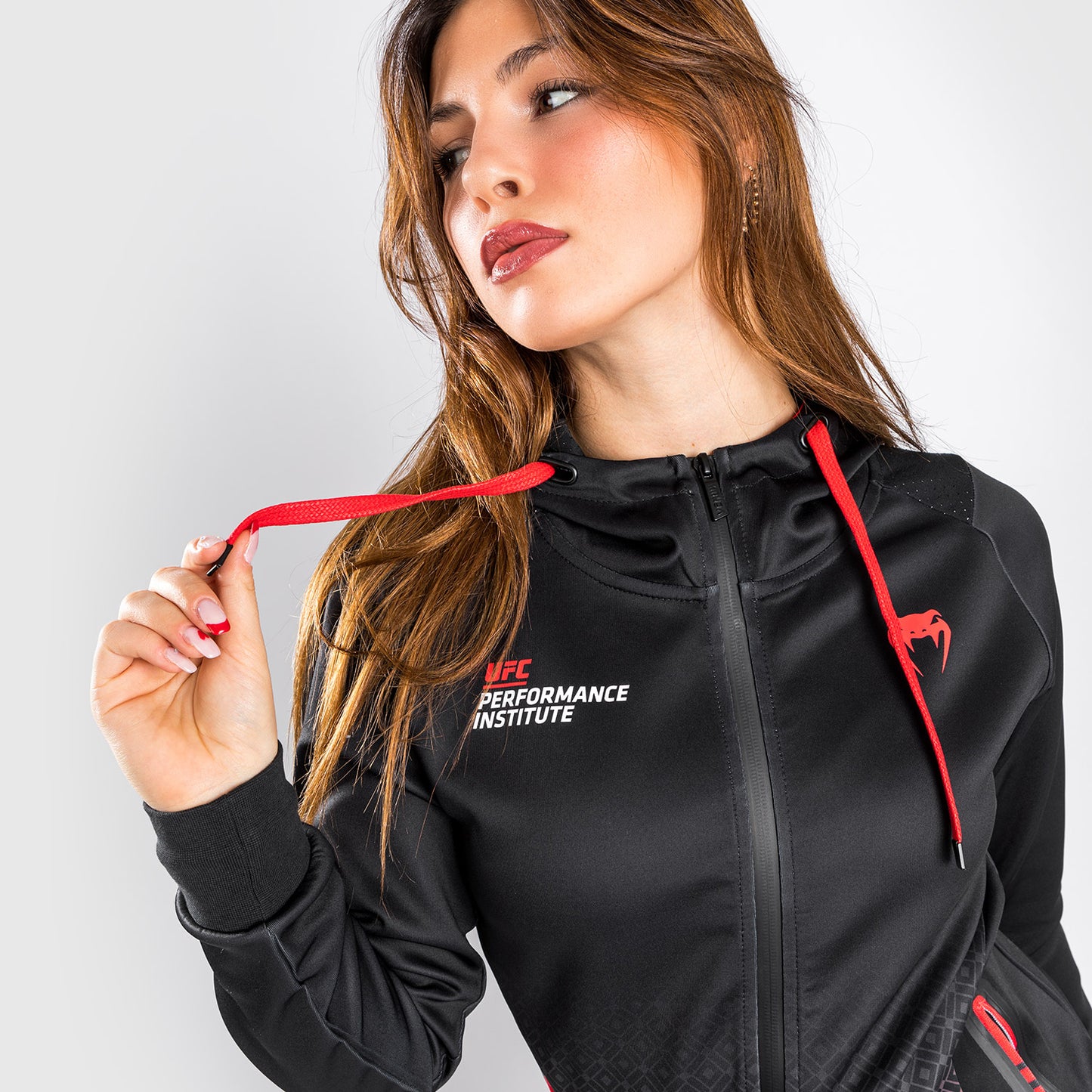 Felpa Con Cappuccio Venum UFC Performance Institute - Per Donna - Nero/Rosso