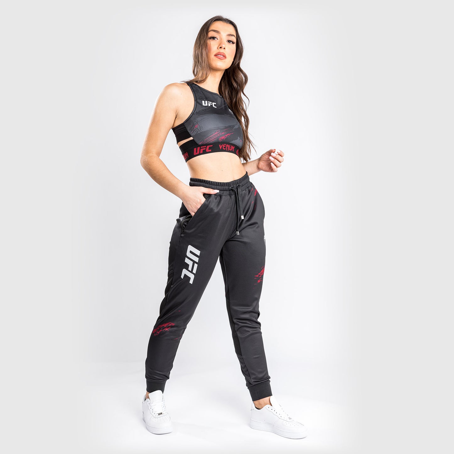 Pantaloni jogger UFC Venum Authentic Fight Week 2.0 - Donna - Nero/Rosso