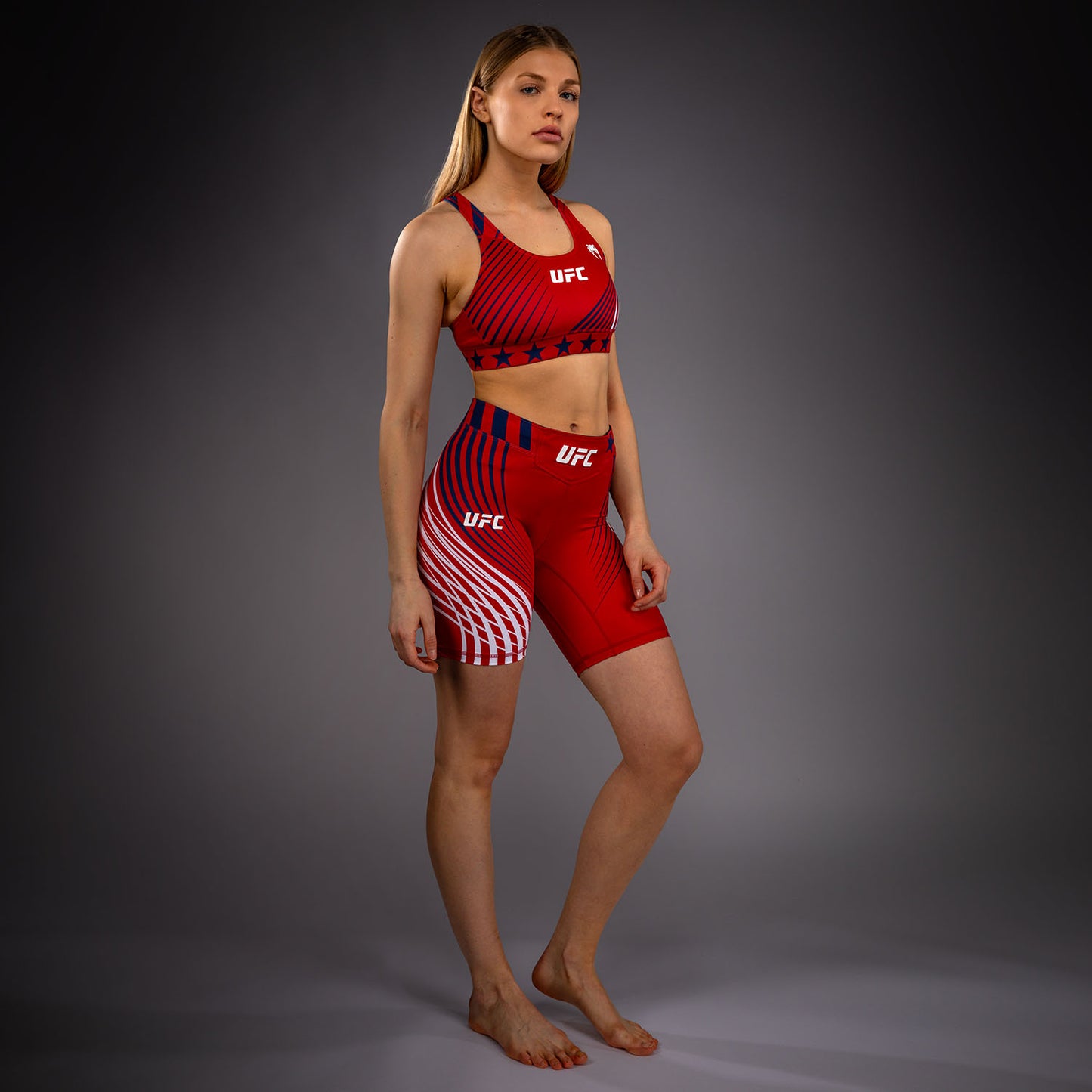Official UFC Freedom 250 by Venum Authentic Pantaloncini Vale Tudo taglio lungo da donna - Rosso