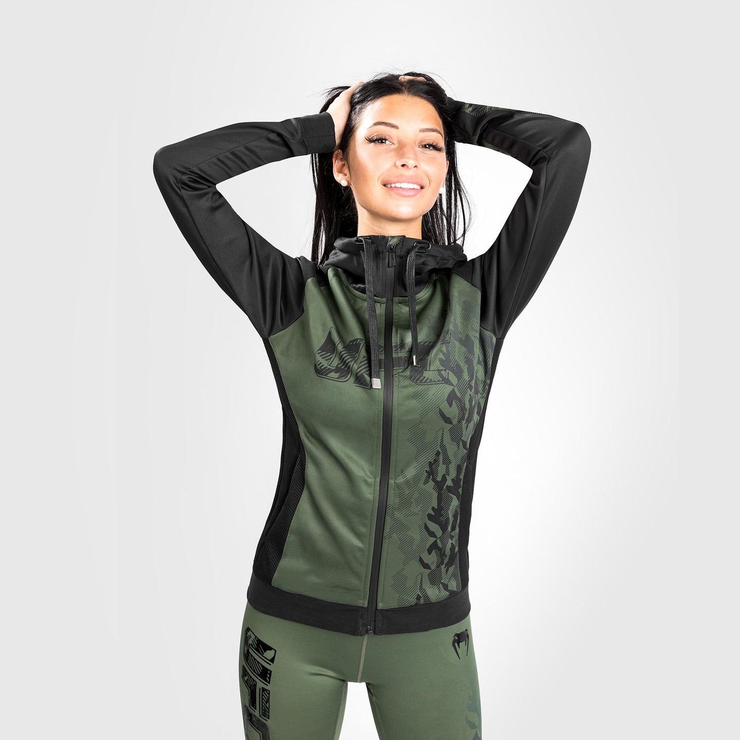 Felpa Con Cappuccio Con Zip Donna UFC Venum Authentic Fight Week - Verde