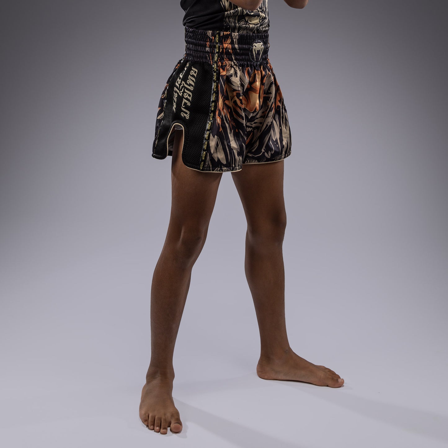 Venum Tiger Pantaloni Muay Thai Bambini - Nero/Arancione Neon