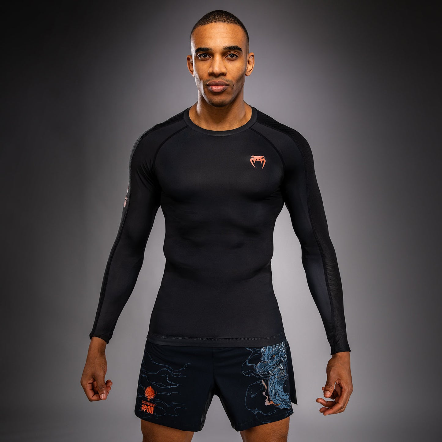 Venum Thunder Dragon Rashguard a Maniche Lunghe – Nero/Grigio/Rame