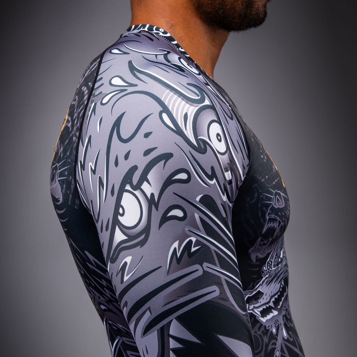 Venum Wolf Atak Rashguard a Maniche Lunghe – Nero/Grigio