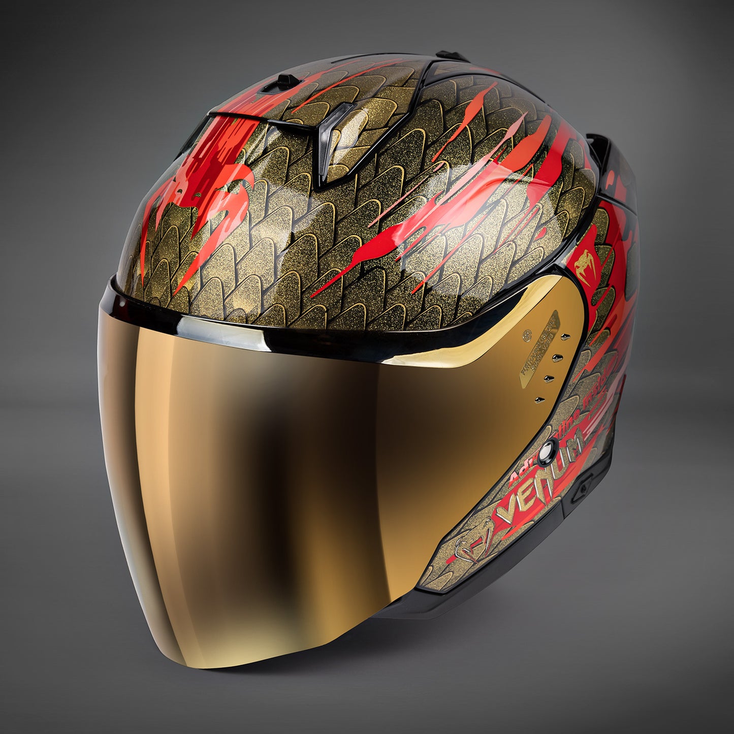 Venum x Shark Casco moto SKWAL i3 JET - Rosso/Oro