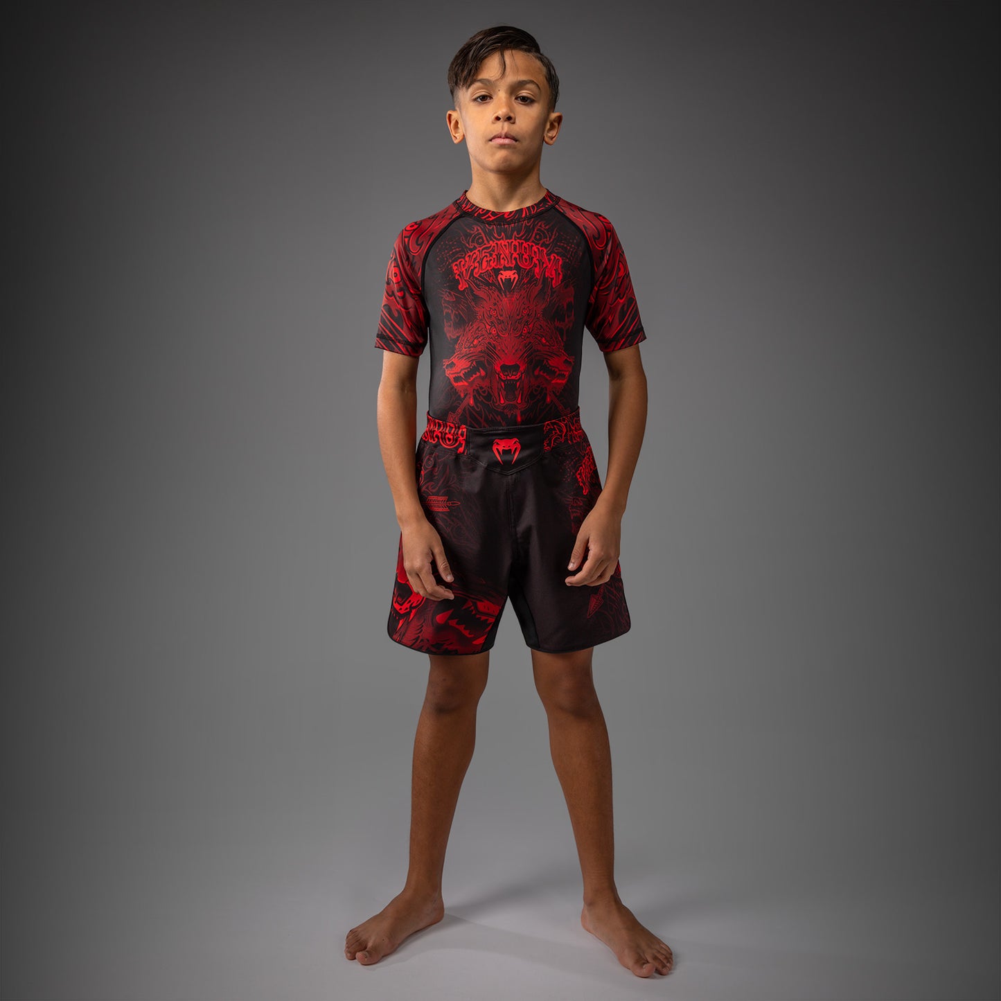 Venum Wolf Atak Pantaloncini da Combattimento Per Bambini – Nero/Rosso