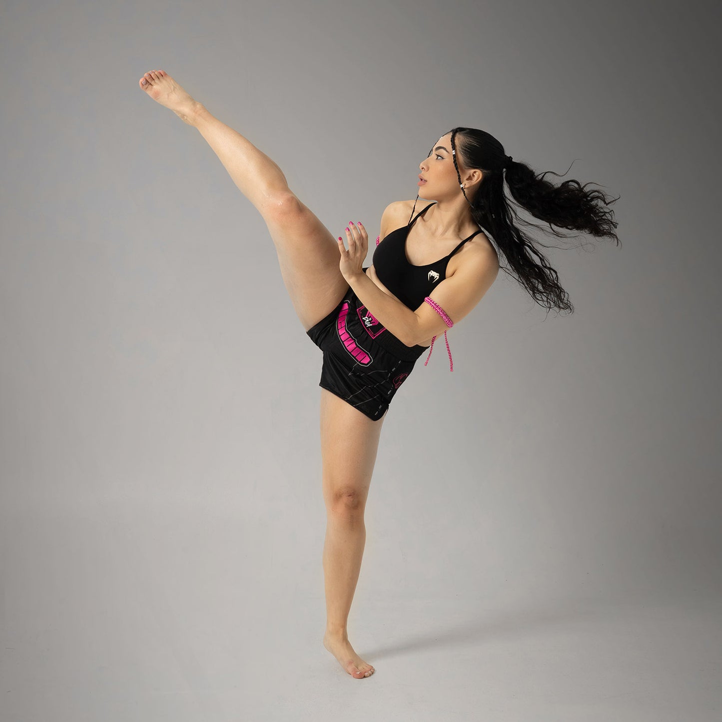 Venum x Dua Pantaloncini Muay Thai - Nero/Rosa Fuscia