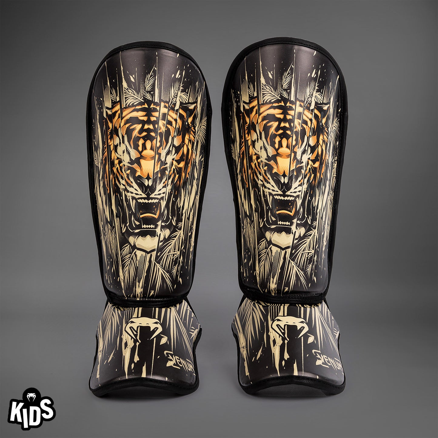 Venum Tiger Parastinchi Bambini - Nero/Arancione Neon