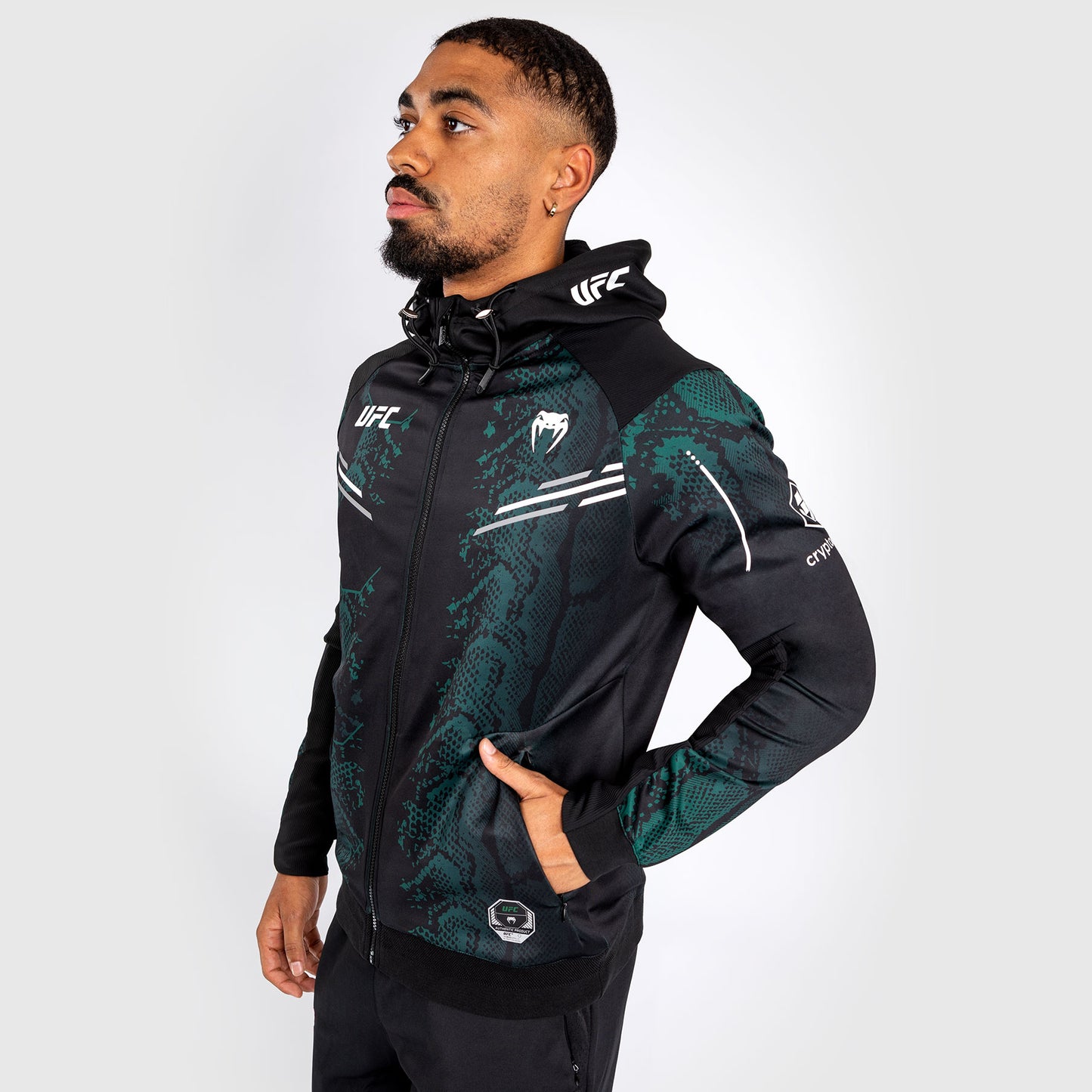 UFC Adrenaline by Venum Authentic Fight Night Felpa con cappuccio per Uomo - Emerald Edition - Verde/Nero