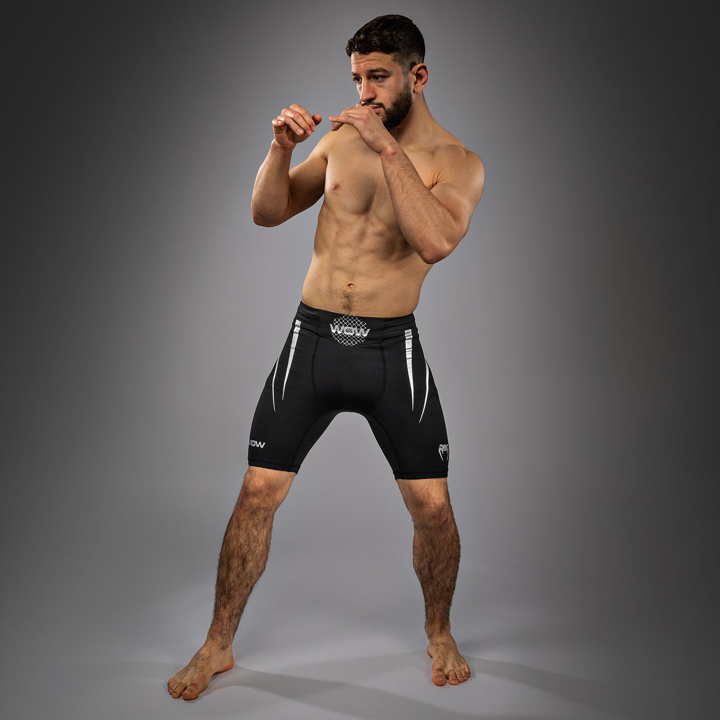 Venum x WOW FC Pantaloni Vale Tudo da Uomo - Nero/ Grigio Argento