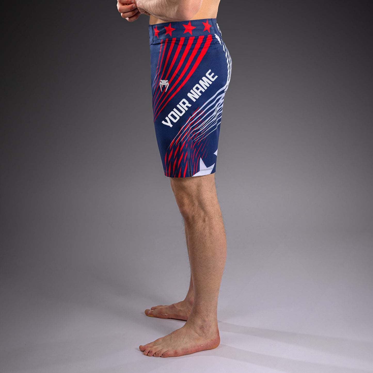 Official UFC Freedom 250 by Venum Personalizzato Authentic Fight Night Pantaloncini da combattimento taglio lungo da uomo - Blu