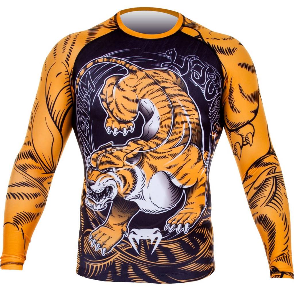 Venum Tiger Rash Guard - Maniche lunghe - Nero/Arancione