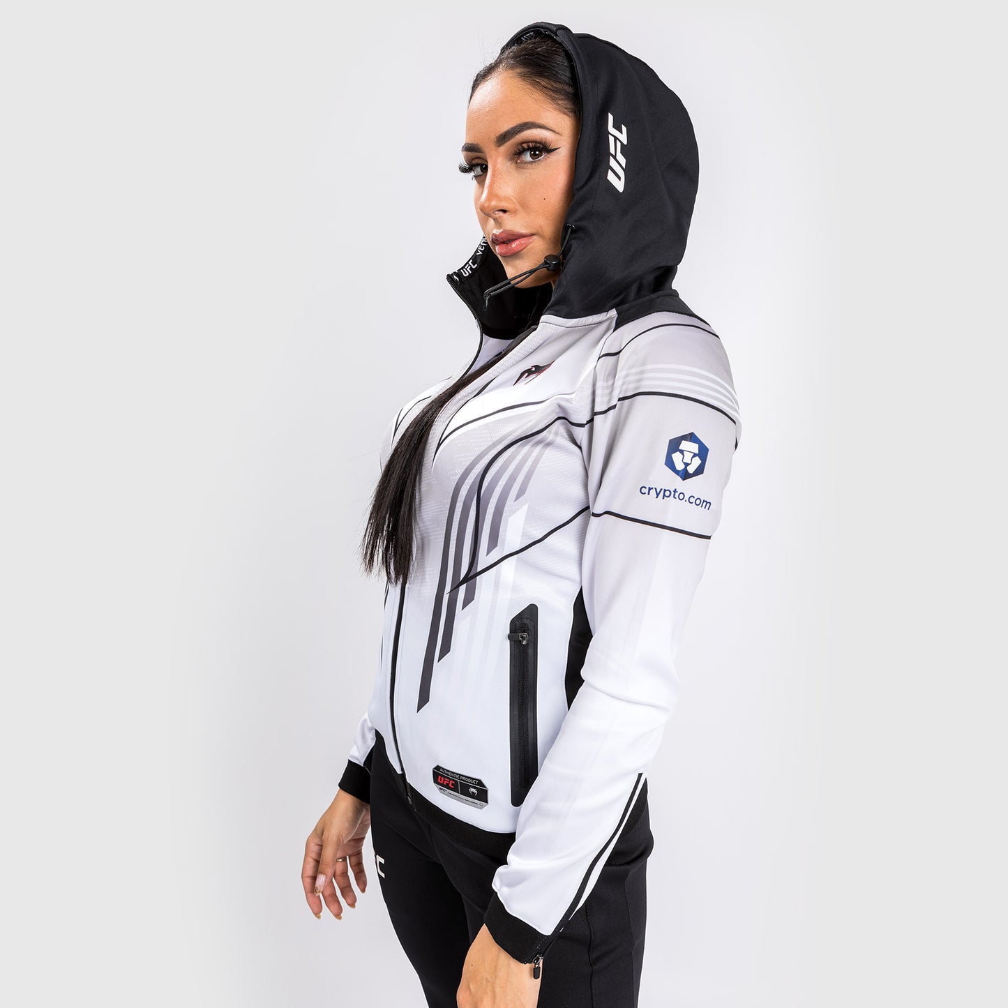 Felpa con cappuccio UFC Venum Authentic Fight Night 2.0 Donna - Bianco