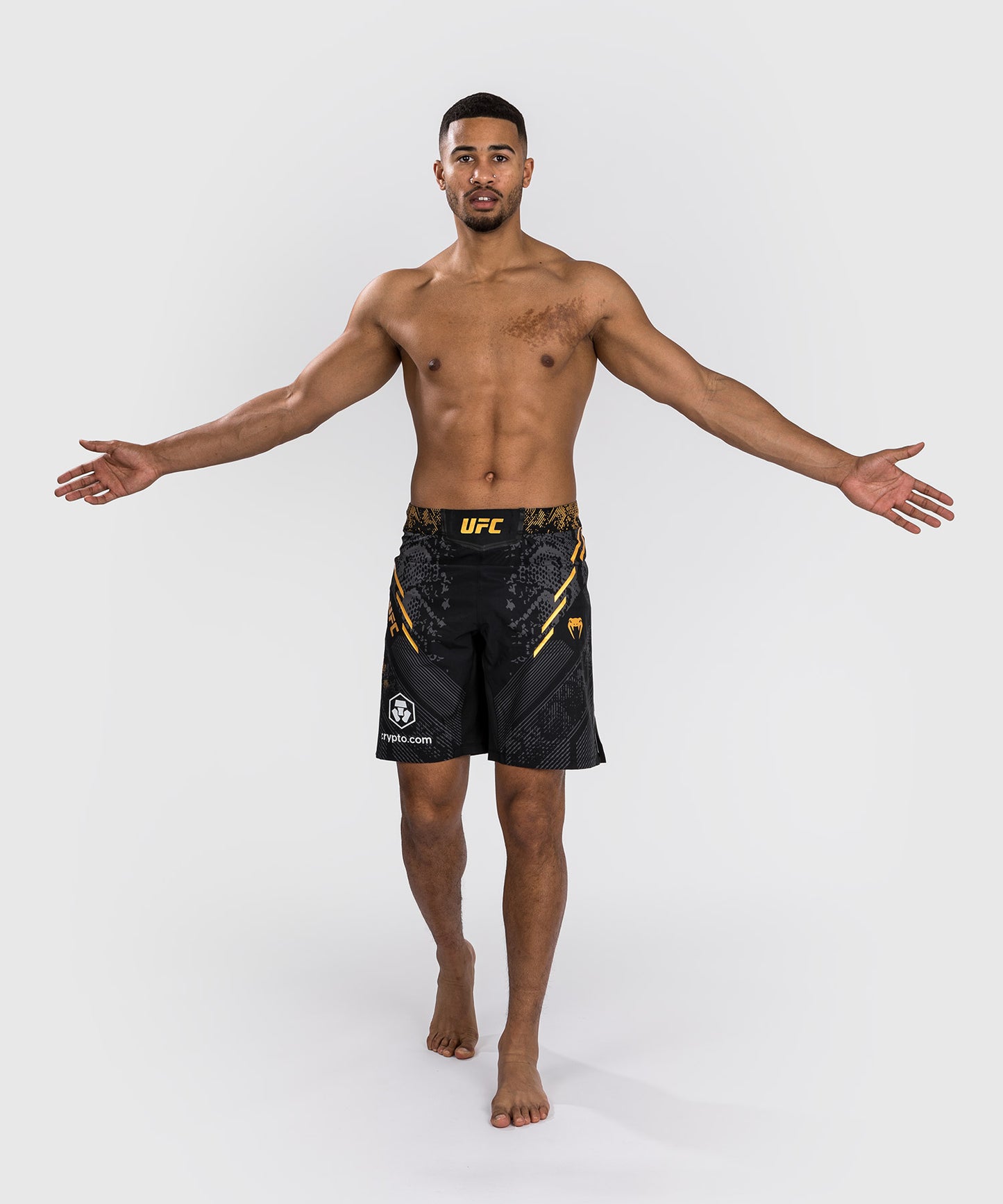 Pantaloncini da combattimento UFC Adrenaline by Venum personalizzati Authentic Fight Night - Uomo - Taglio lungo - Nero/Oro