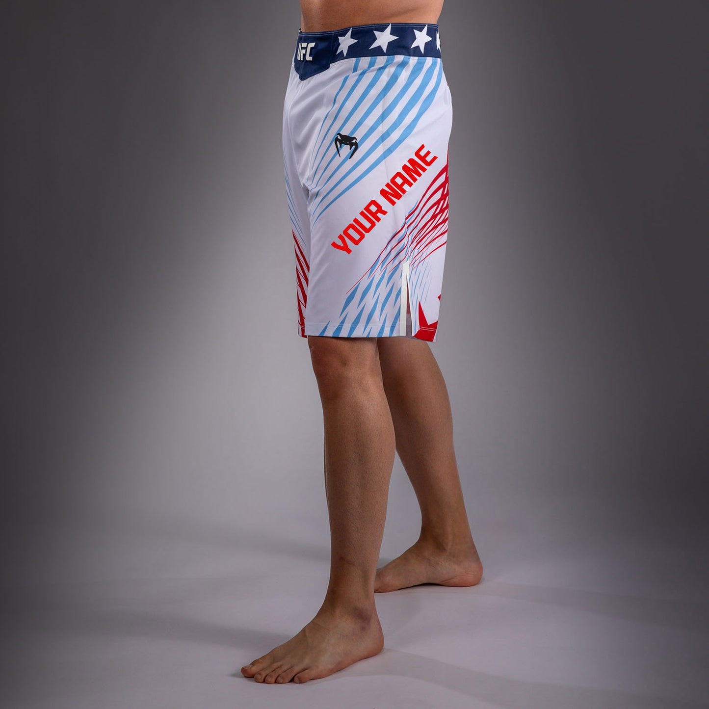 Official UFC Freedom 250 by Venum Personalizzato Authentic Fight Night Pantaloncini da combattimento taglio lungo da uomo - Bianco