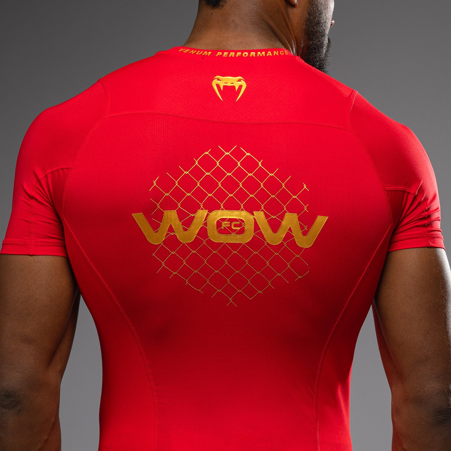 Venum x WOW FC Maglietta a Maniche Corte Rashguard - Fury Red/ Gold