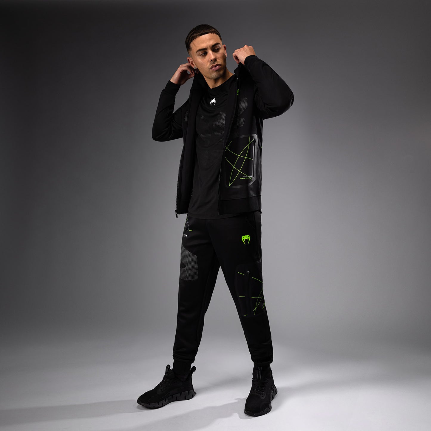 Venum Training Camp 4.0 Felpa con cappuccio con zip intera - Nero/Neo Green