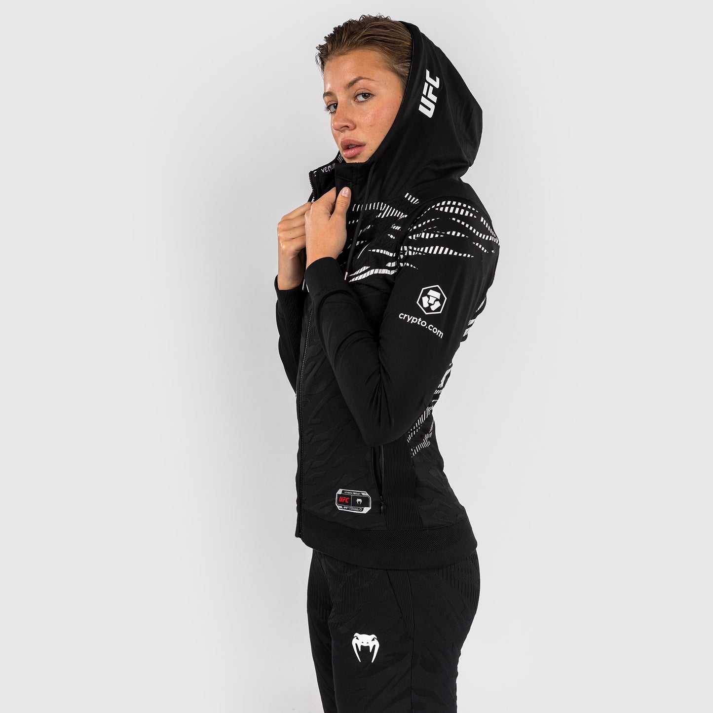 UFC Fusion by Venum Personalizzati Authentic Fight Night Felpa con Cappuccio per Donna - Nero