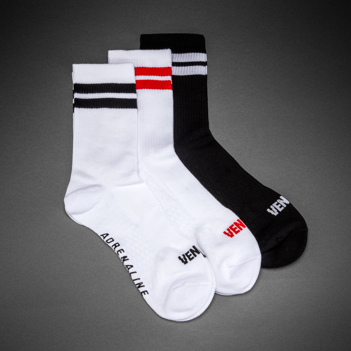 Venum Adrenaline Calze sportive confezione da 3 paia - Nero/Bianco/Rosso