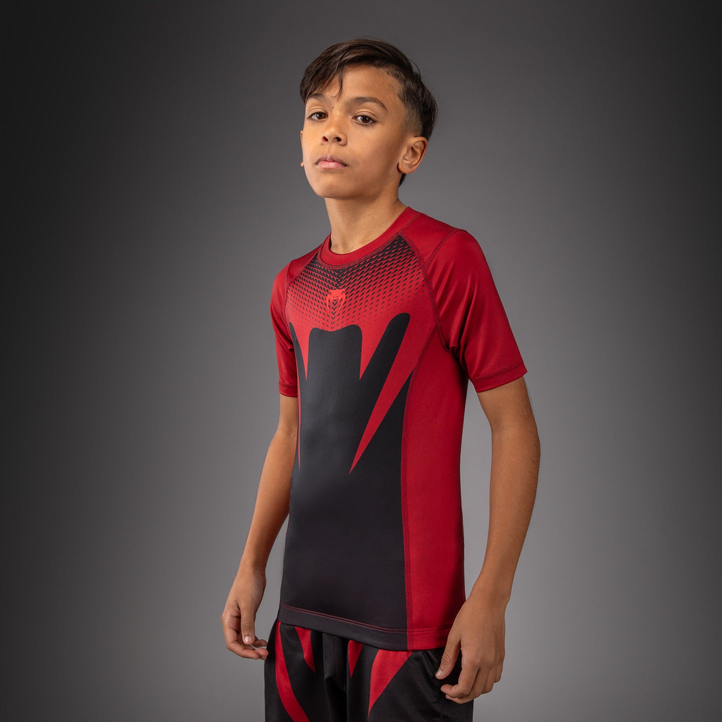 Venum Attack Rashguard a Maniche Corte per Bambini - Nero/Rosso
