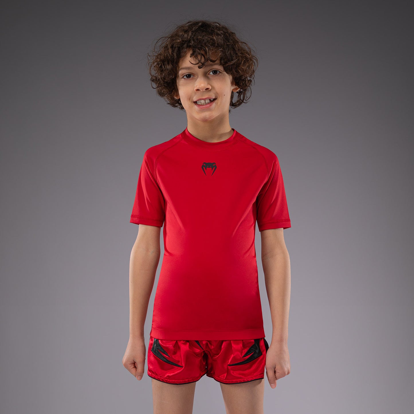 Venum Contender Rashguards per Bambini Maniche Corte - Rosso Ciliegia