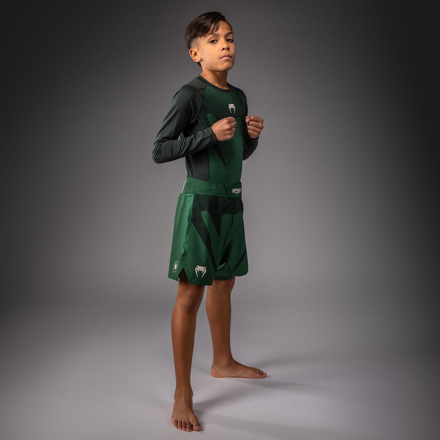 Venum Attack Pantaloncini da combattimento per bambini - Verde Foresta/Avorio