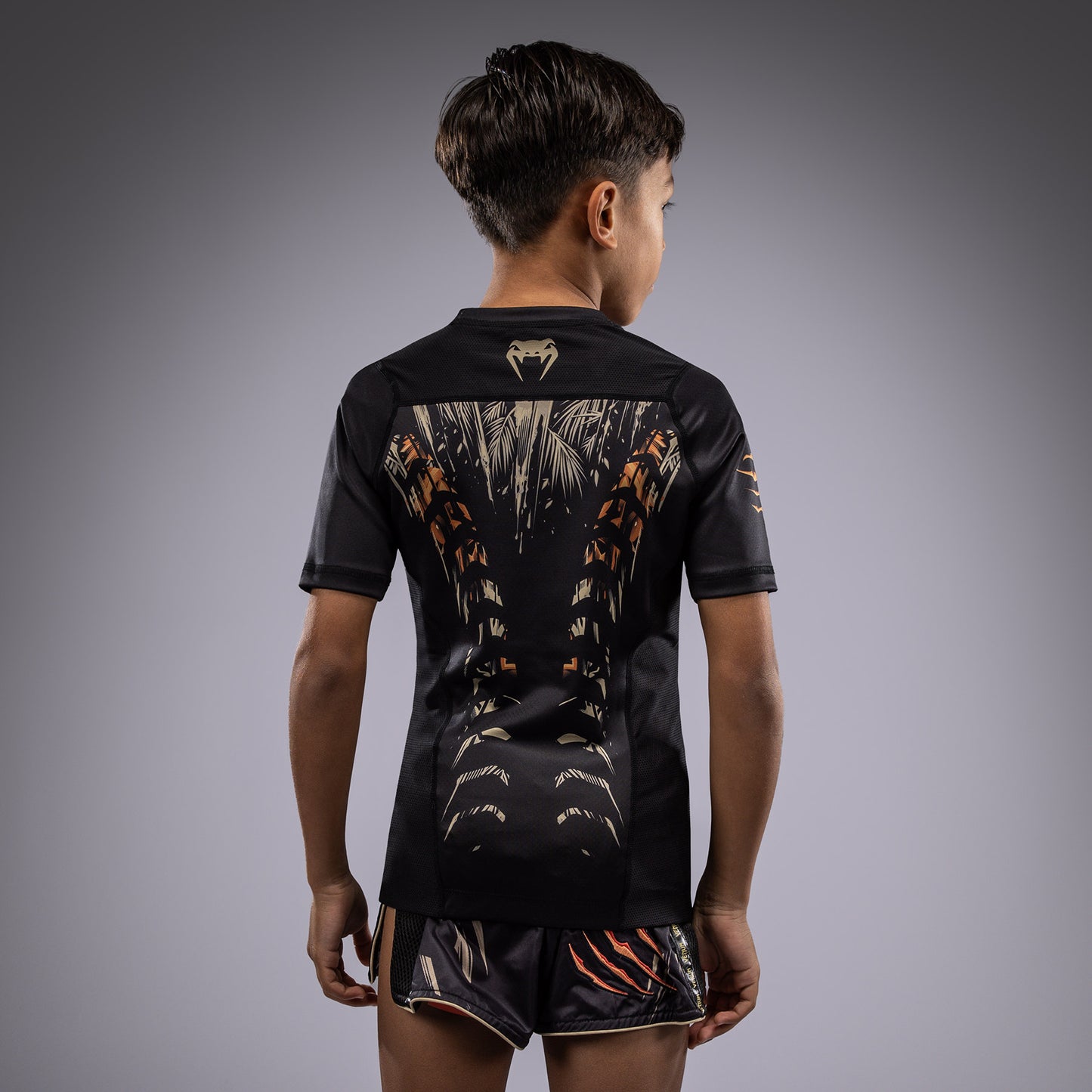 Venum Tiger Rashguard Maniche Corte Bambini - Nero/Arancione Neon