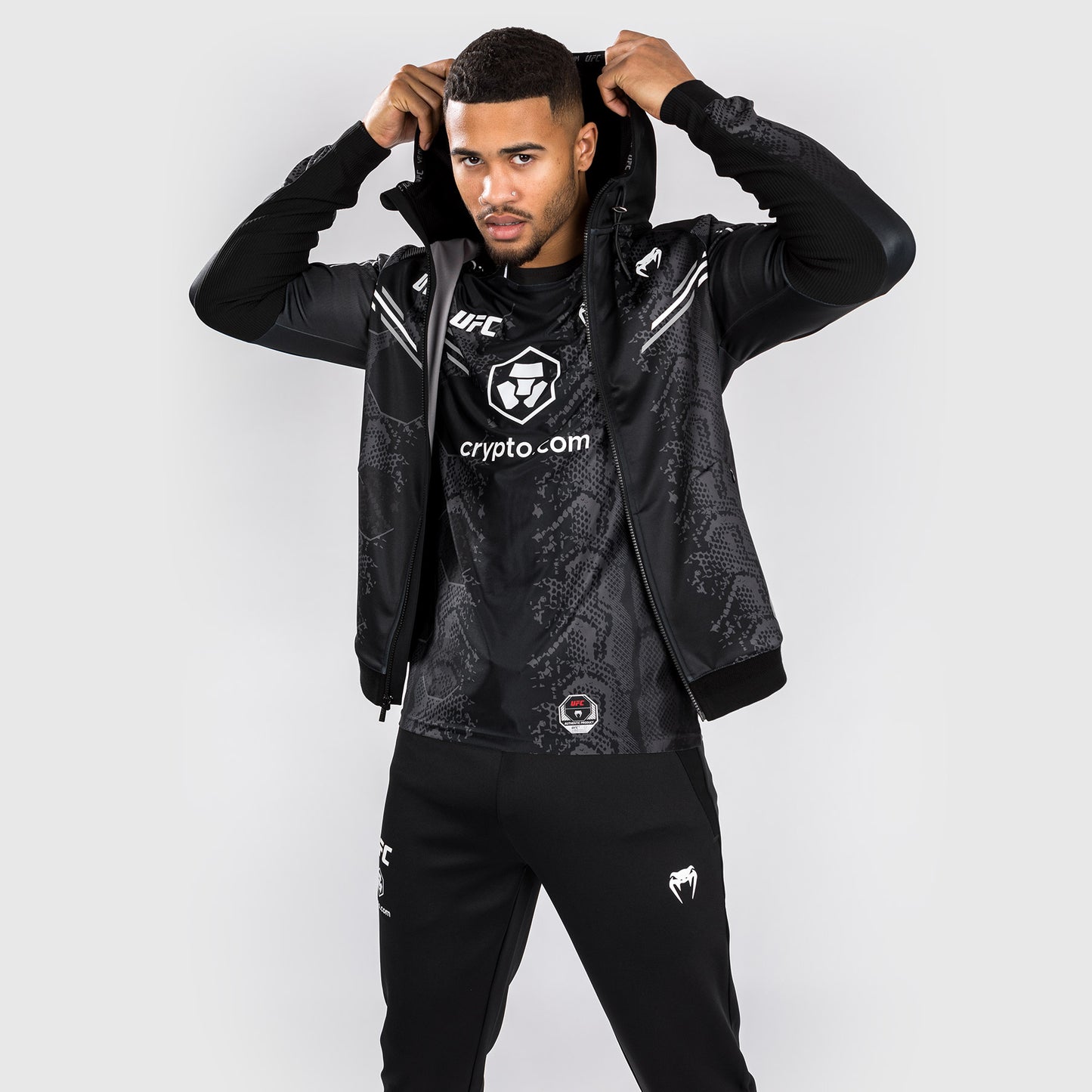 UFC Adrenaline by Venum Authentic Fight Night Felpa con cappuccio Walkout da Uomo - Nero