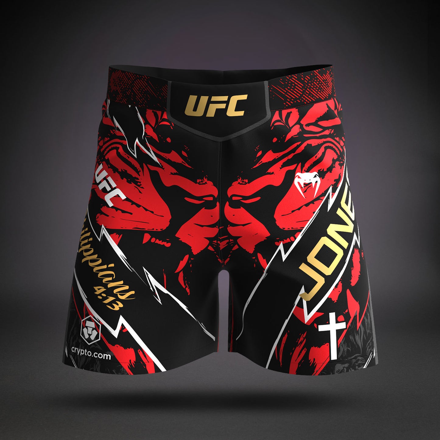 UFC Unrivaled by Venum Jon Jones Pantaloni Corti Uomini Fit Fight - Rosso