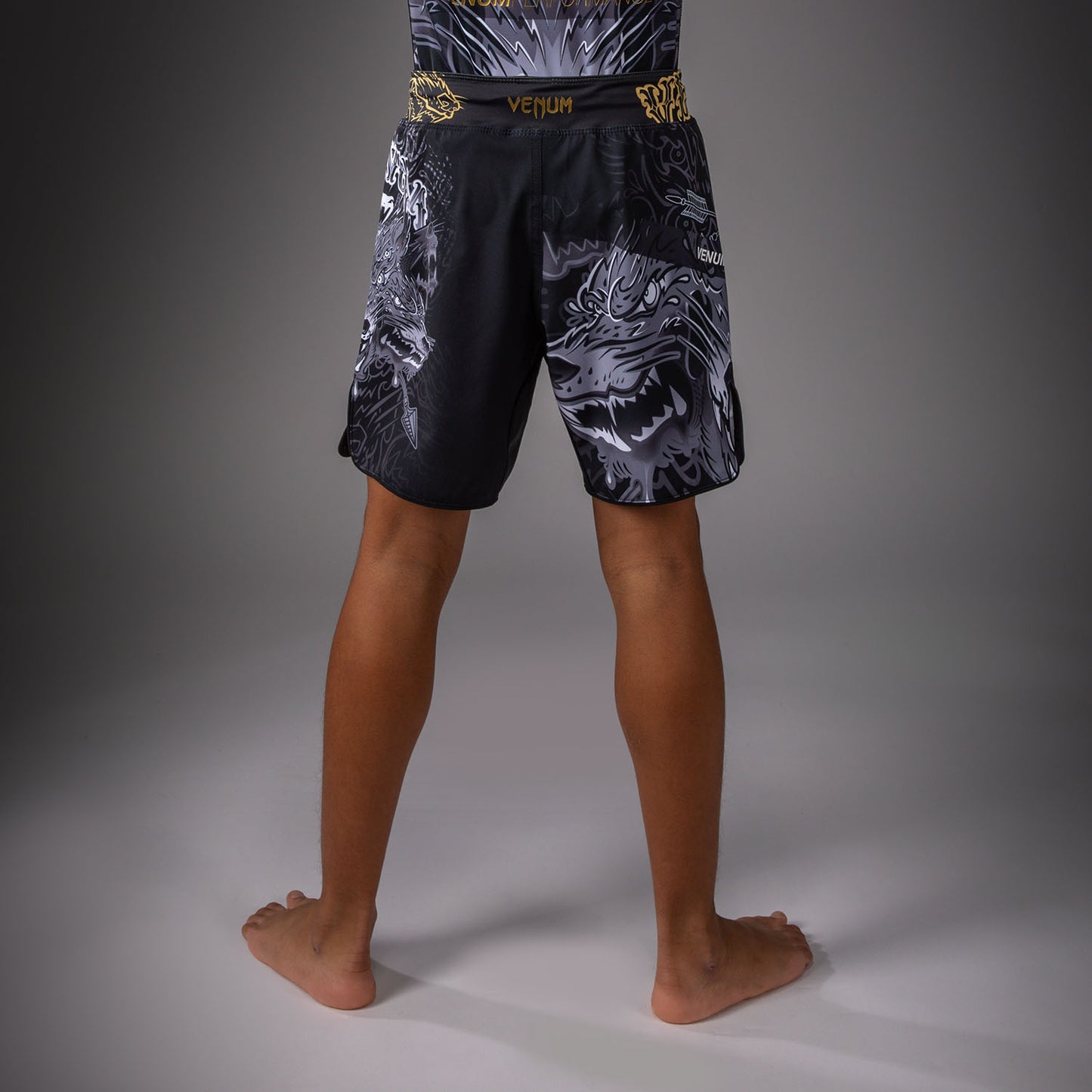 Venum Wolf Atak Pantaloncini da Combattimento Per Bambini – Nero/Grigio