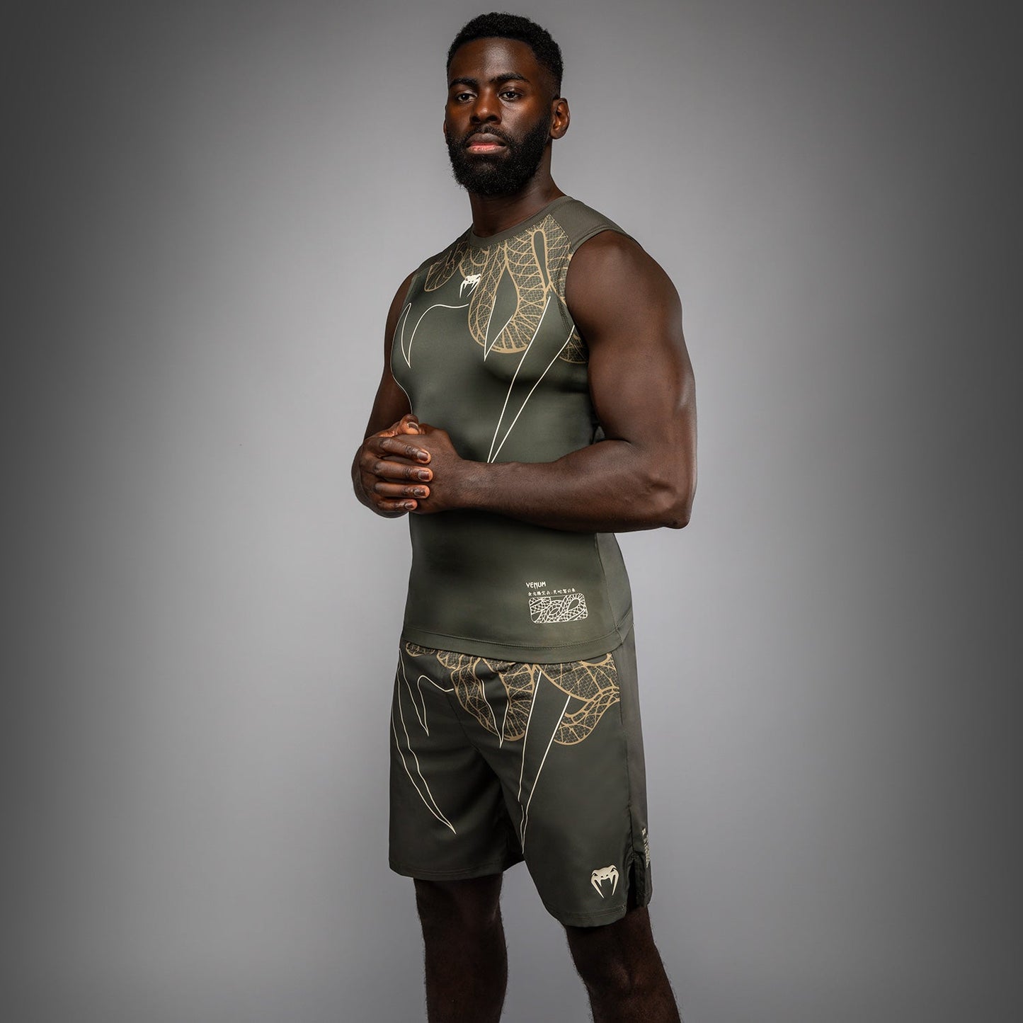 Venum Serpenti Rashguard Senza Maniche – Kaki/Bronzo/Avorio