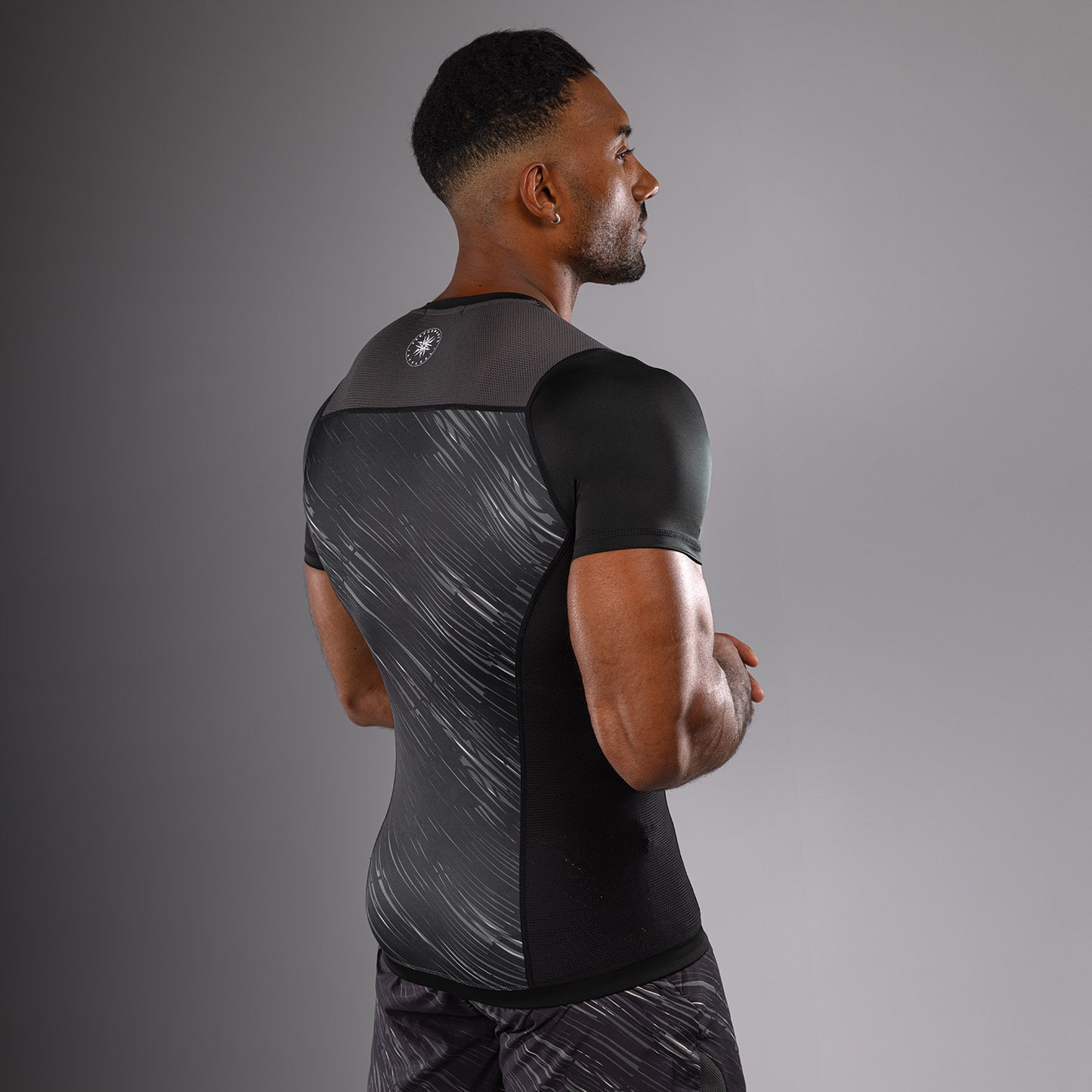 Venum Rapid Rashguard a Maniche Corte - Nero/Grigio Tempesta