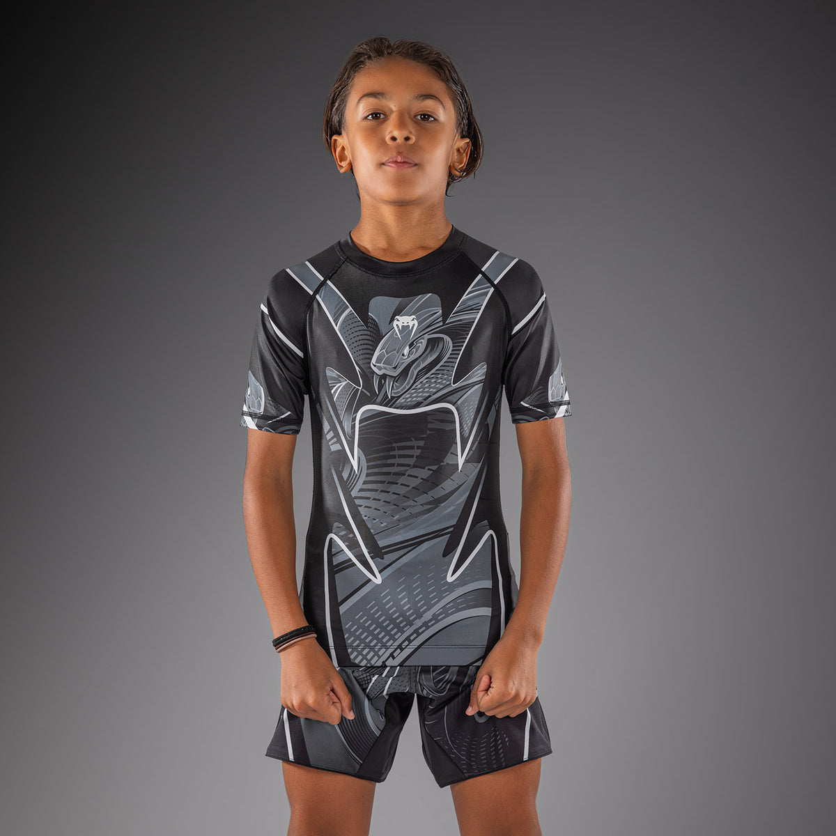 Venum Crimson Viper 2.0 Rashguard a maniche corte per bambini - Nero/Grigio