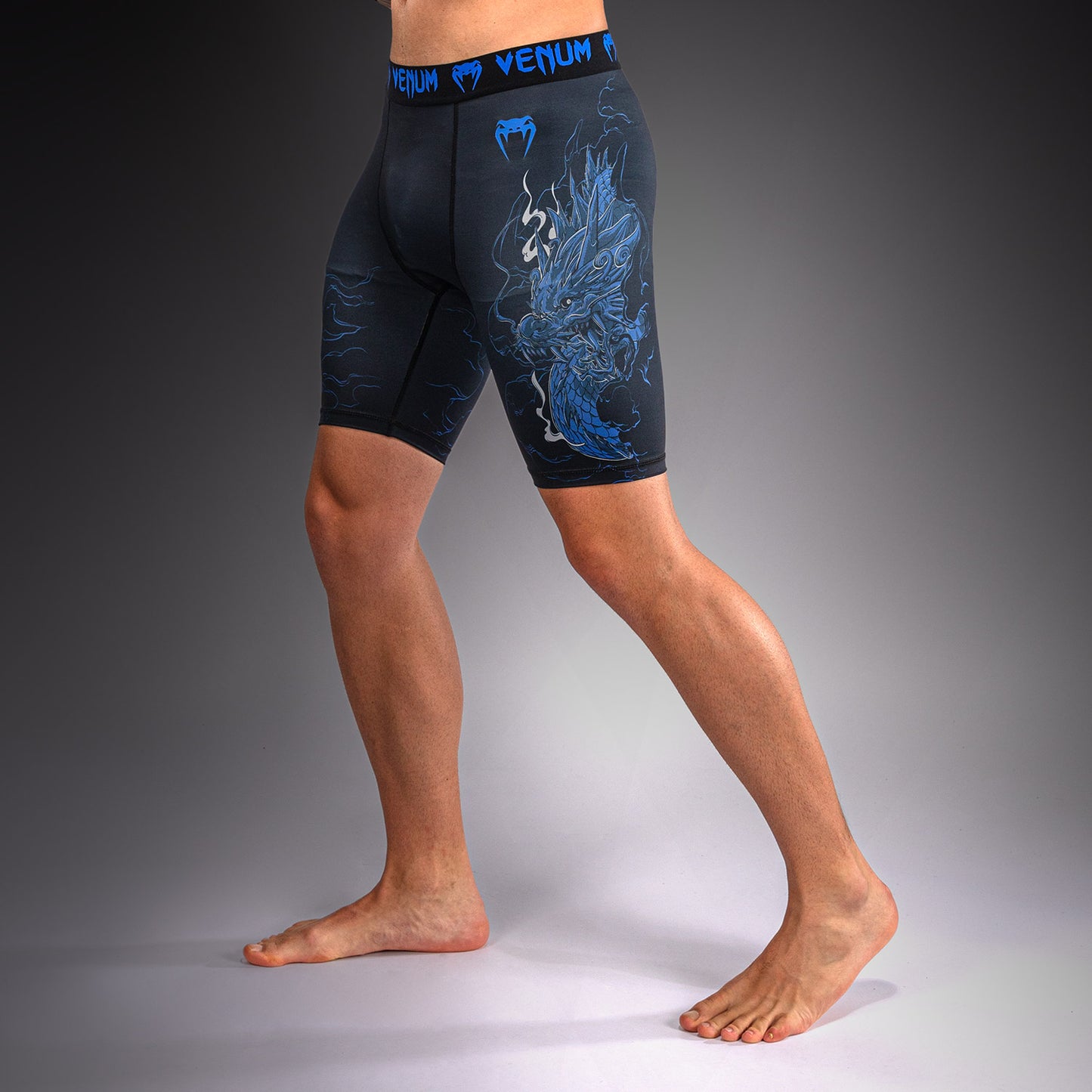 Venum Thunder Dragon Pantaloncini a Compressione – Nero/Blu Reale