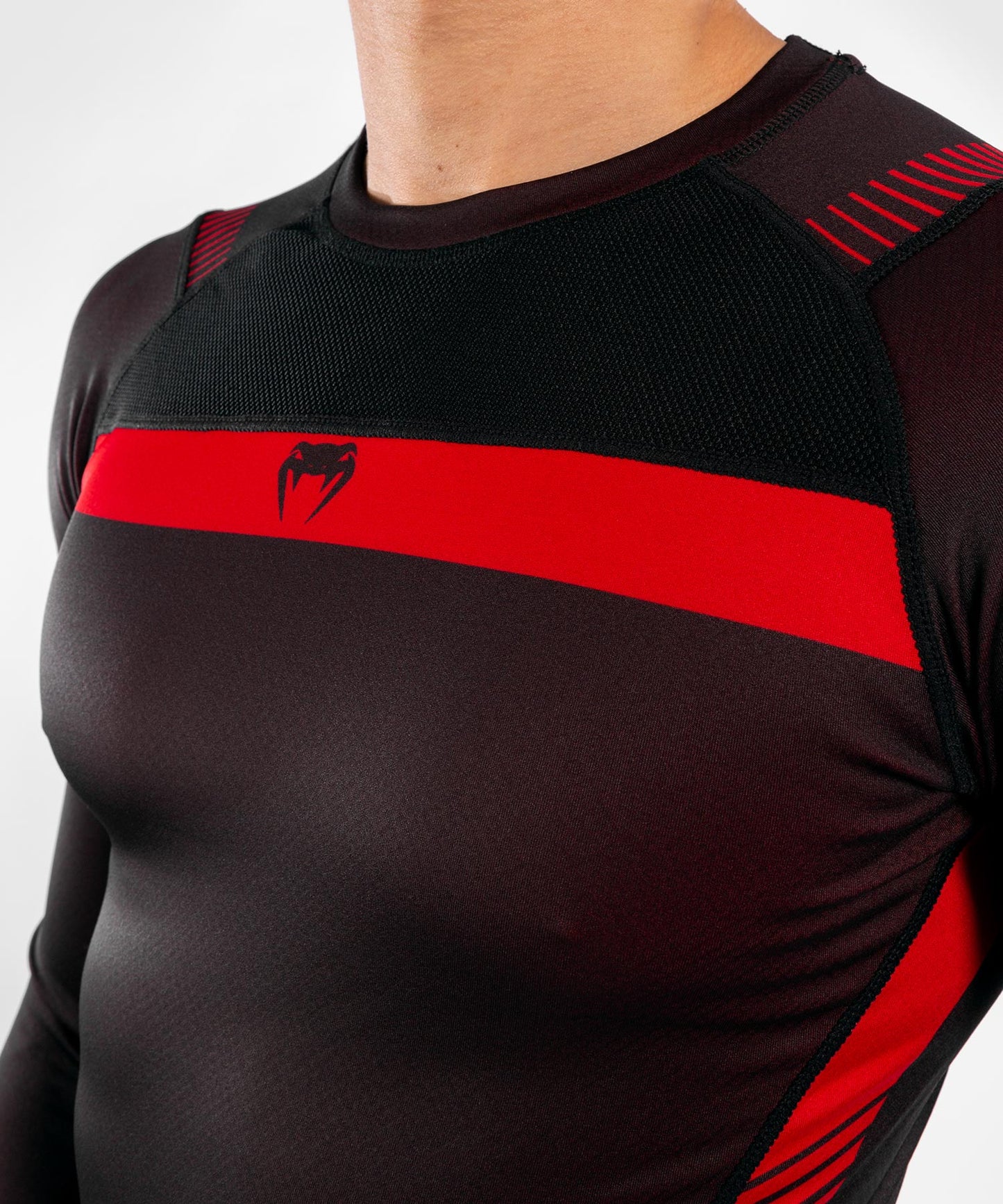 T-shirt a compressione Venum No Gi 3.0 - Maniche lunghe - Nero/Rosso