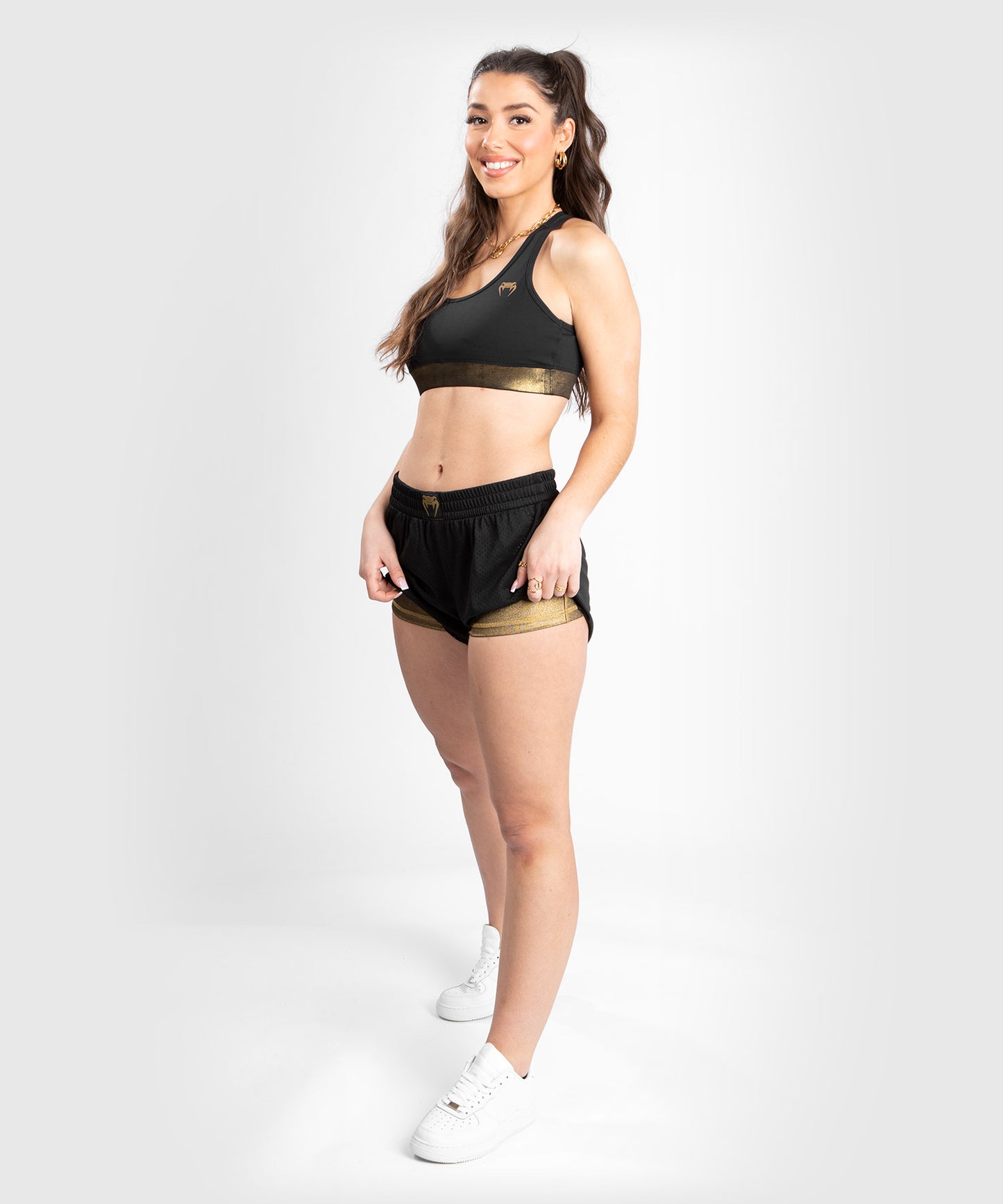 Pantaloncini Venum Lightning a doppio strato – Nero/oro