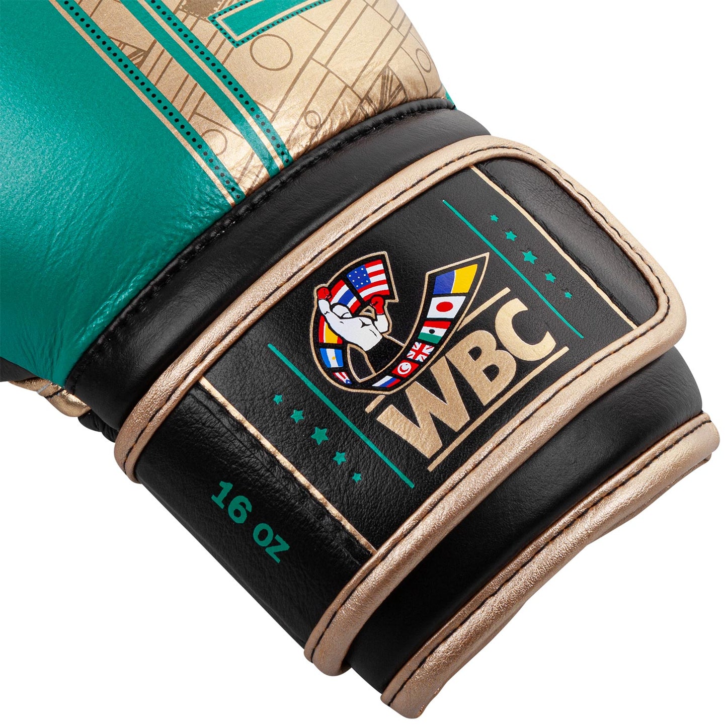 Guantoni da boxe professionali Venum Shield – Edizione limitata WBC - Velcro - Verde metallizzato/Oro