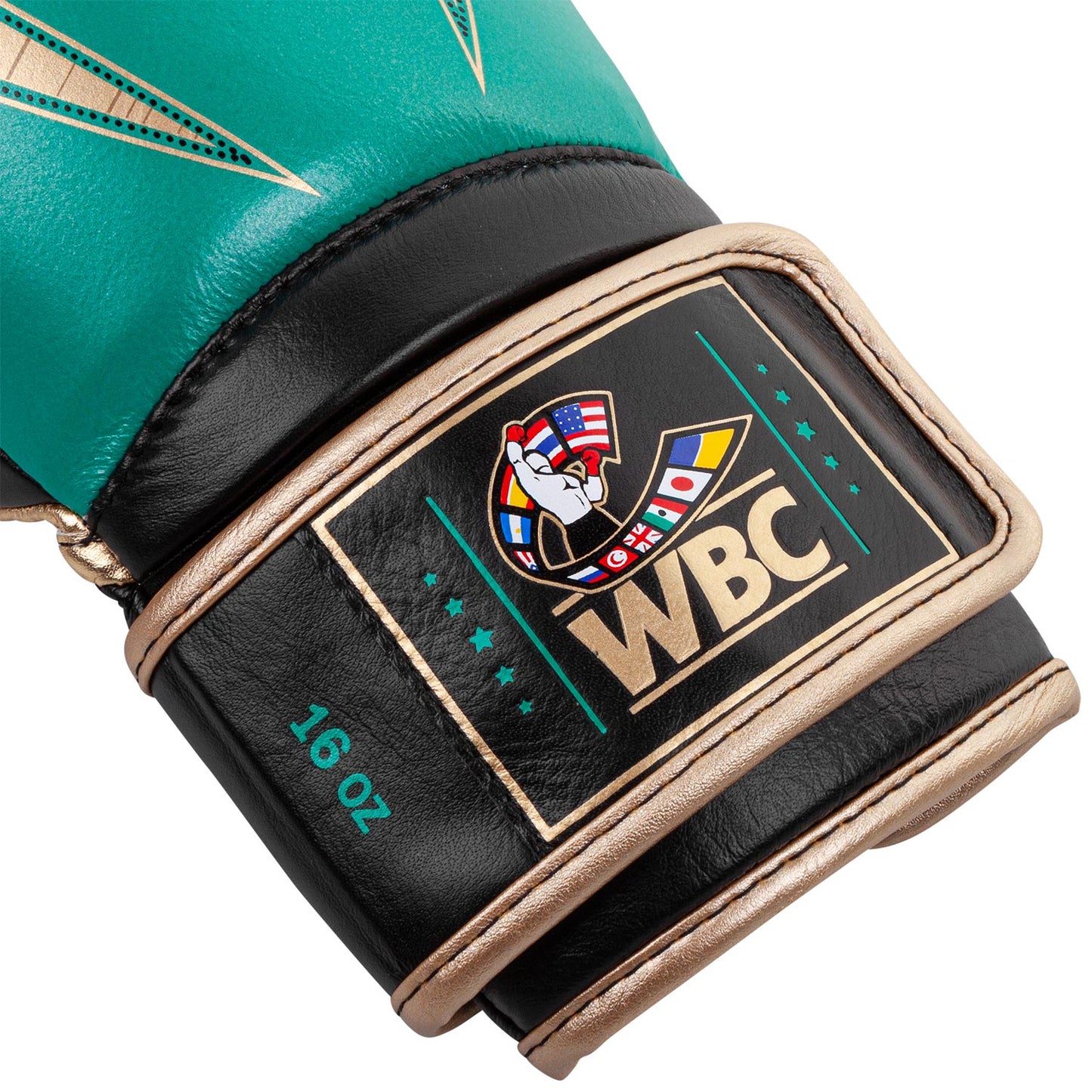 Guantoni da boxe professionali Venum Giant 2.0 - Edizione limitata WBC - Velcro - Verde metallizzato/Oro