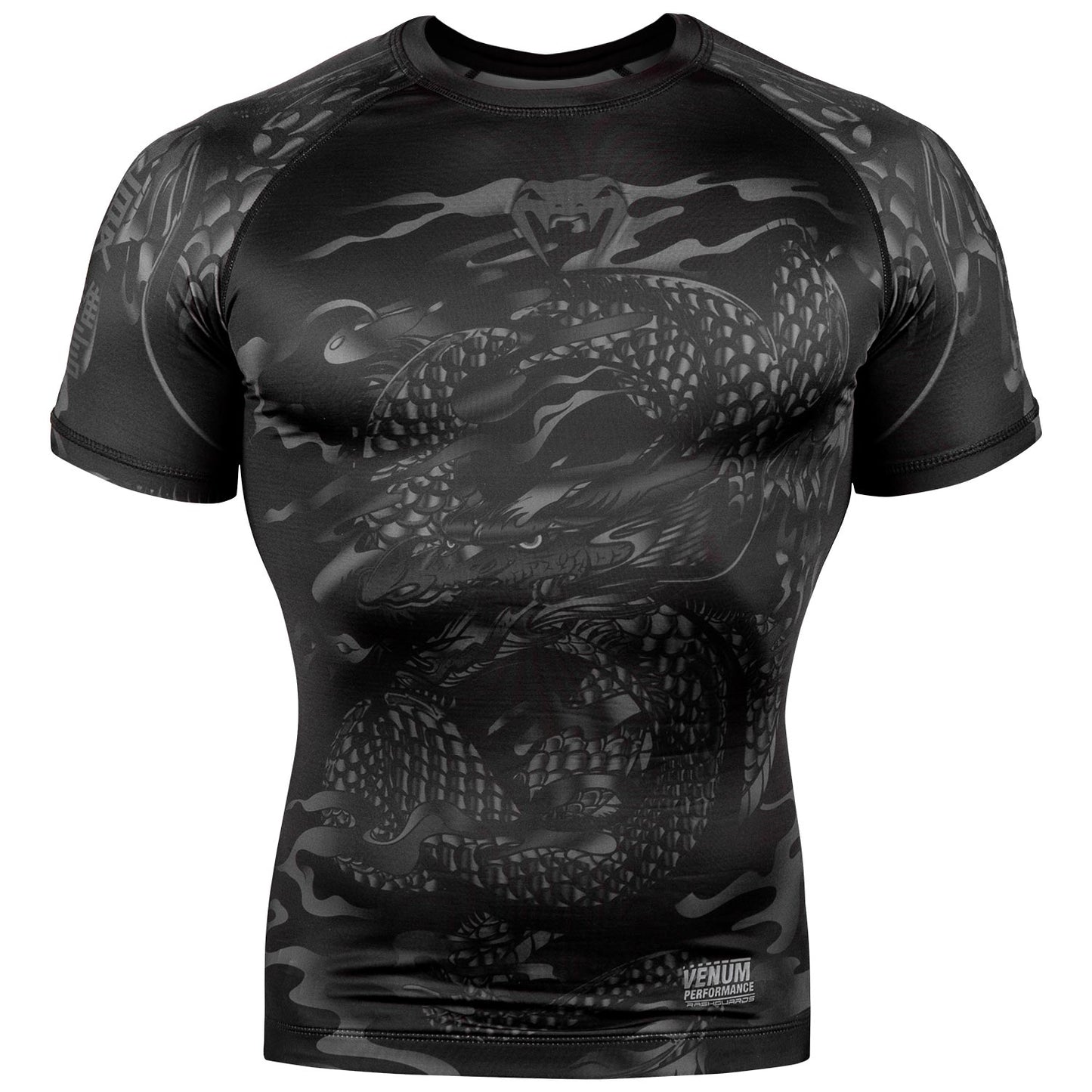 Rash guard Venum Dragon's Flight - Maniche corte - Nero/Nero