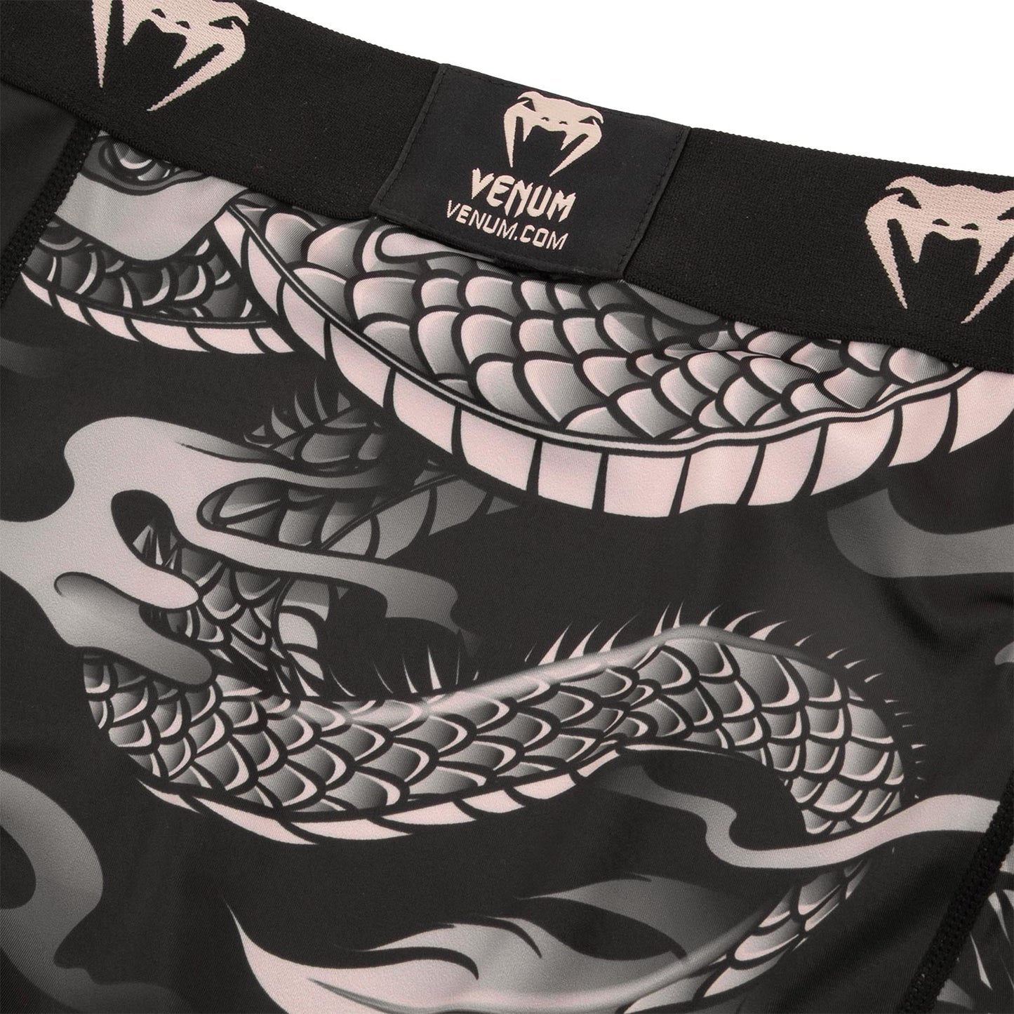 Pantaloni di compressione Venum Dragon's Flight - Nero/Sabbia