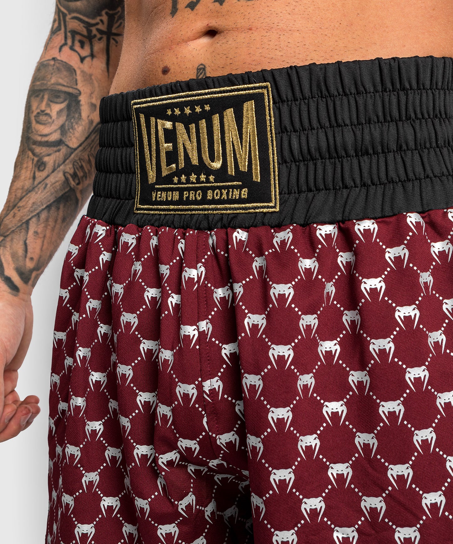 Pantaloncini da boxe Monogram Venum - Nero/Bordeaux
