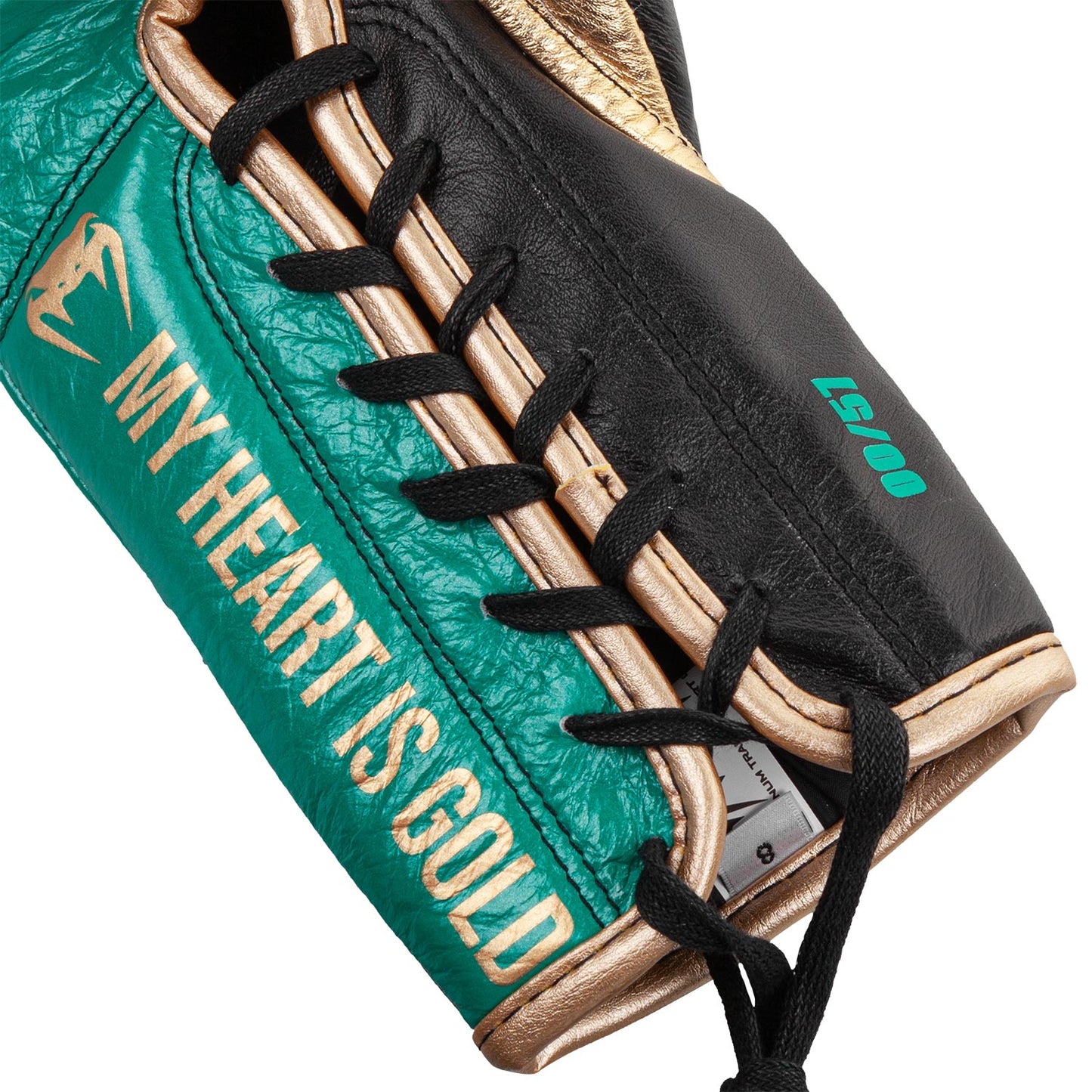 Guantoni da boxe professionali Venum Hammer – Edizione limitata WBC - Lacci - Verde metallizzato/Oro